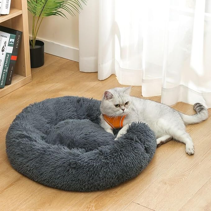 Nisrada Dog Bed for Small Medium Large Dogs, 20 inch Calming , Washable-Round Cozy Soft Pet Bed for Puppy and Kitten with Slip-Resistant Bottom