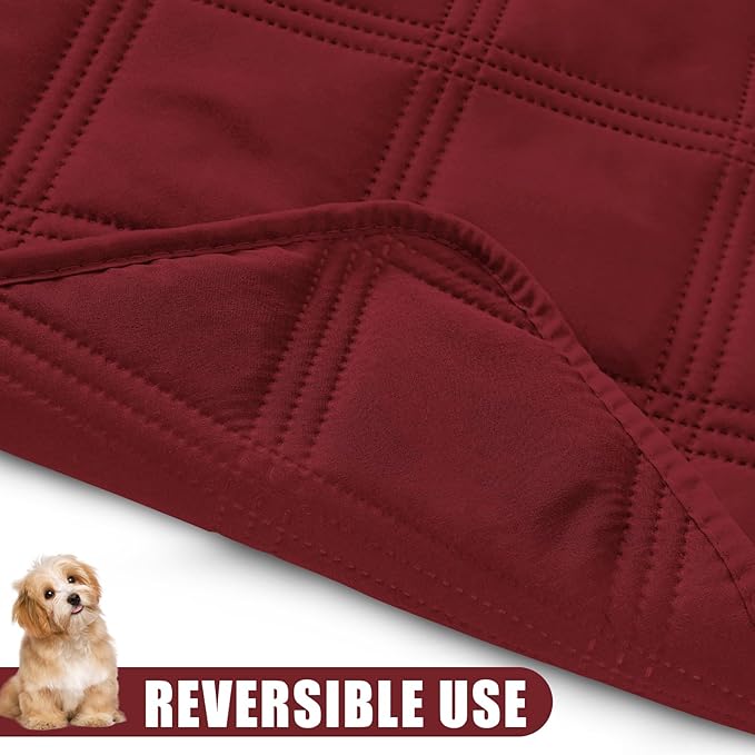 Smiry Waterproof Dog Bed Cover Blanket 30x70, Soft Reversible Pet Blanket, Washable Leakproof Cats Dogs Couch Cover for Sofa, Couch, Furniture, Wine Red/Wine Red