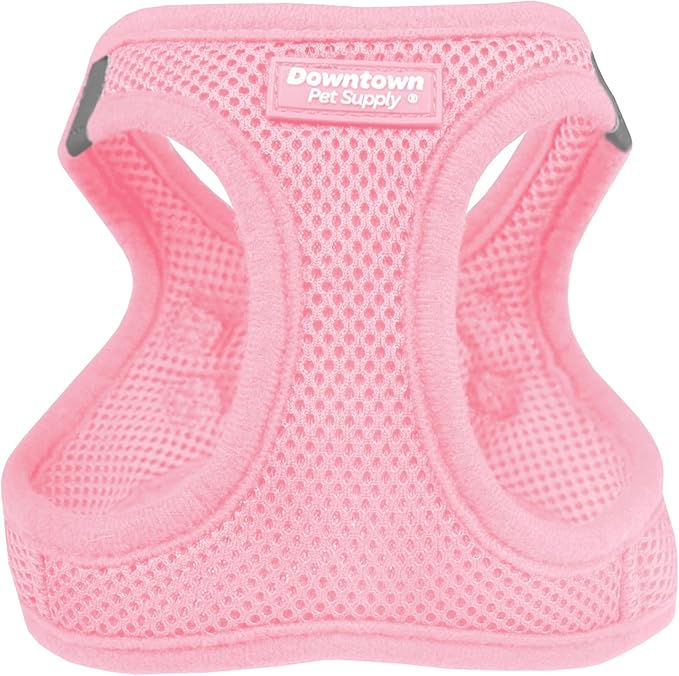 Downtown Pet Supply Step in Dog Harness for Large Dogs - Adjustable, Escape Proof Dog Harness with Reflective Trim - All-Weather, Fast-Drying Padded Mesh Fabric - Baby Pink, L