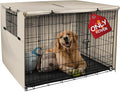 Explore Land 48 inches Dog Crate Cover Heavy Duty Polyester Pet Kennel Sunshade Universal Fit for Wire Cage (Light Tan)
