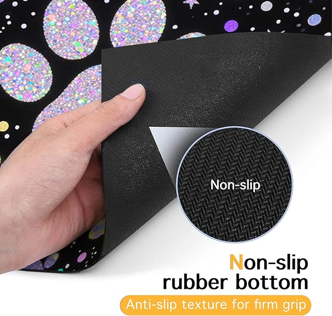 Pet Feedings Mats 20x12 inch Glitter Paw Print Pet Bowl Placemat Non Slip Mat for Cats and Dog Food and Water Indoor Feeding Station Cute Pet Meal Mat for Small Pets Kitchen Floor Use