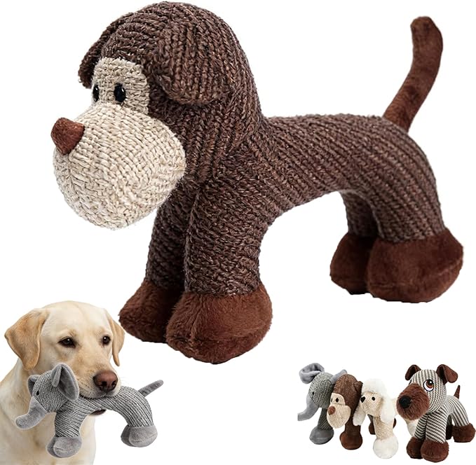 Linen Safari Companions, Squeaky Dog Chew Animals, with Durable Linen Material, Durable and Resistant to Chewing, for Relieve Dog's Boredom (Monkey)
