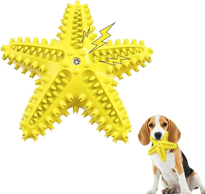 Chew Toy for Dog Toothbrush Stick Dog Toys for Aggressive Chewers Interactive Toys Treats Tough Toy to Keep Them Busy Chew Toys for Small Dogs (Star Toy - Yellow)