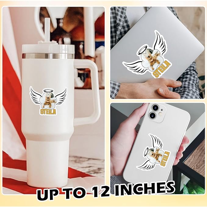 Custom Pet Memorial Paw Name Sticker Personalized Text Photo Rememberance Decal Waterproof Die Cut Vinyl & Transparent DTF Decal for Water Bottle Laptop Car Helmet Gifts for Men Women