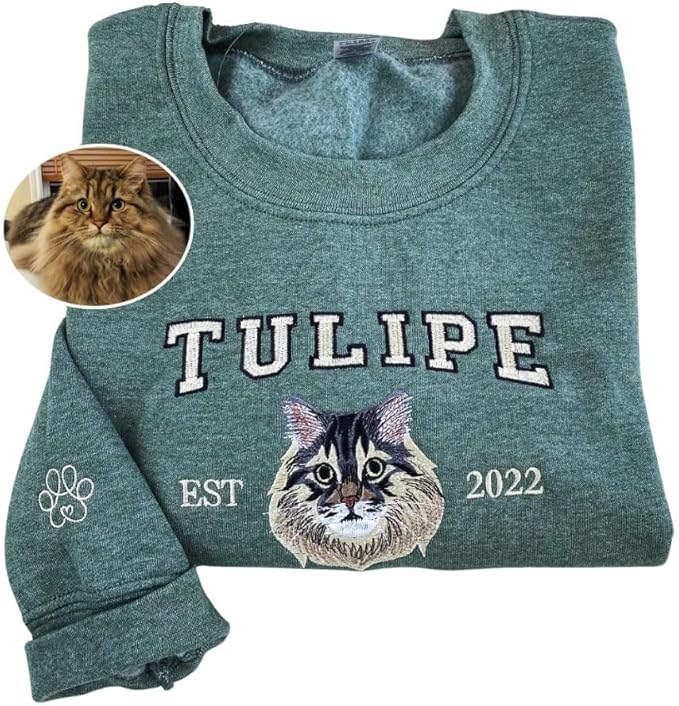 COUPLEHOODIES Custom Dog Portrait Sweatshirt from Photo – Personalized Pet Memorial Gift for Dog Moms, Cat Lovers or Pet Loss