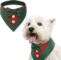 FUAMEY Dog Tuxedo Christmas for Small Dogs,Dog Formal Suit Dogs Attire Pet Bow Tie Puppy Party Costumes Cat Tux Outfits Pets Bandana Cosplay Adjustable Bowties Christmas Green Red S