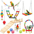 12 Pcs Parakeet Cockatiel Bird Toys, Bird Toys for Parakeets, Cockatiel Cage Accessories, Perches Parrot Ladders for Hanging Swinging Standing Chewing Climbing Training (Basic Style)