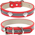 PETCARE Reflective Dog Collar with Cute Paw Rivet Studded Funny Soft PU Leather Adjustable Puppy Dog Collars for Small Medium Large Dogs Cats (Red,XX-Large)