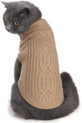 Stretchy Cat Sweater - 17 Colors & 6 Sizes | Snug Winter-Ready Knit for Boy/Girl Cats & Kittens(Khaki, Medium)