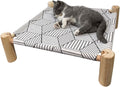 Pozico Cat/Dog Bed Hammock - Wooden Raised Indoor/Outdoor Beds - Breathable Mesh for Small Animals - White Diamond