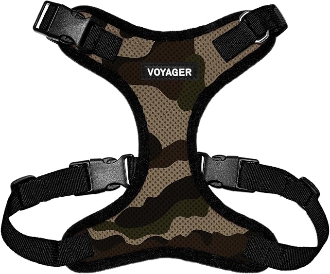 Voyager Step-in Pet Harness - All Weather Mesh, Adjustable Step in Harness for Cats and Dogs by Best Pet Supplies - Army/Black Trim, M