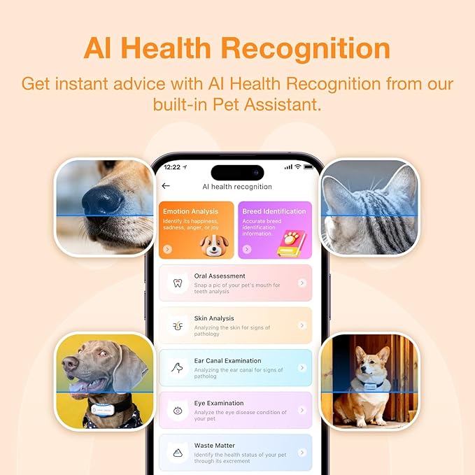 Next-GEN Smart GPS Tracker for Dogs [36 Month Membership Included] Real-Time Location Tracking with Escape Alerts, Health Monitoring, Waterproof, iOS & Android App, for Dogs 35lbs+（White