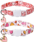 Lionet Paws 2pcs Pack Valentine's Day Cotton Cat Collar,Dot Heart Breakaway Buckle with Red Pink Love Cute Adjustable Cat Kitten Collar,Ideal for Girl Cats