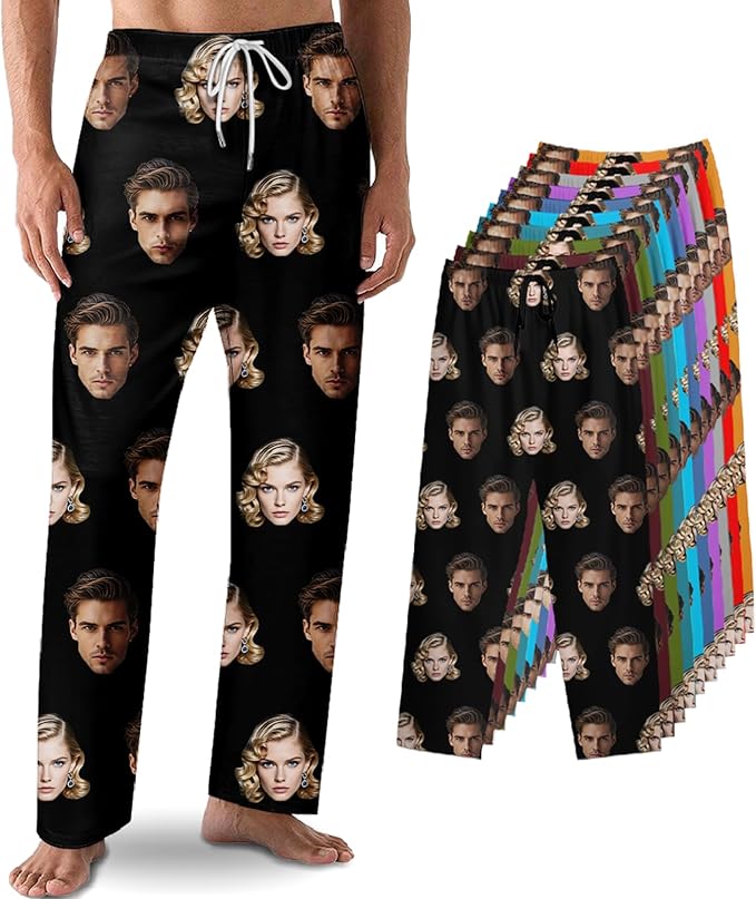 Custom Pajama Pants with Face customized PJ Pants Christmas Valentine gifts for Men Women
