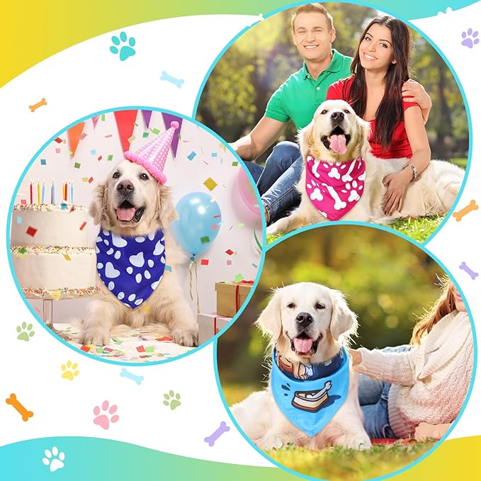 150 Pcs Paw Dog Bandanas Bulk Pet Bibs Colorful Triangle Scarf Pet Paw Bandanas for Medium Large Dogs Spring Summer Birthday Costume Decoration