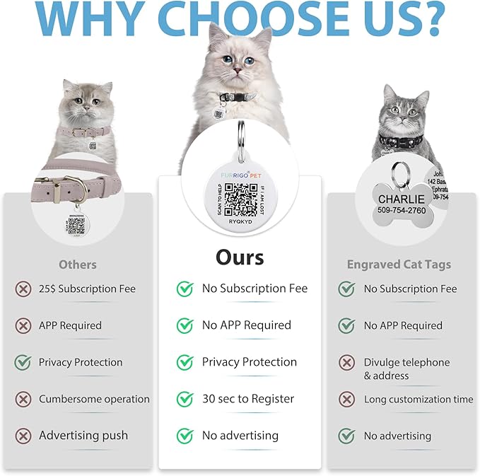Cat Collar Breakaway with QR Code Name Tag, Reflective Kitten Collars with Bell, Cat ID Tag Personalized, Ultra-Durable, Adjustable, Quick Release, Fits Most Girl Boy Small Large Cats (Grey,8-13.3'')
