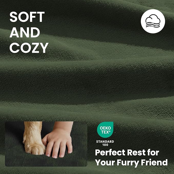 OhGeni Orthopedic Waterproof Dog Bed for Large Dogs, Machine-Washable Removable Cover in Easy-Clean Fabric, High Density Foam & Easy-Carry Handle, Suitable for Crate, 41 inch (Green)