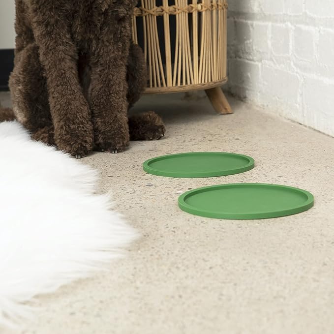 Waggo Habit Silicone Dog Placemat – Set of 2 Modern Heavyweight Silicone Dog Food Mats, Dishwasher Safe, Non-Slip, Solid Color – Light Grey (Medium, 7")