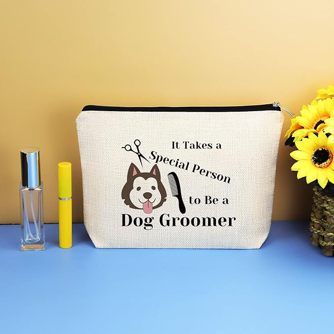 Dog Groomer Gift Makeup Bag Pet Grooming Gifts Cosmetic Bag Dogs Hairdresser Hair Stylist Gifts Dog Groomer Appreciation Thank You Gift Birthday Christmas Graduation Present for Dogs Owner Lover