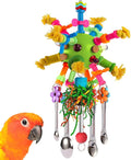 Parrot Toys Bird Toys Perch Pullable Stainless Steel Spoons Colorful Acrylic Stick Chew Toys for Amazons Mini Macaws African Greys Cockatoos Conures,Cockatiels,Lovebirds,Parrotlets and Other (green)