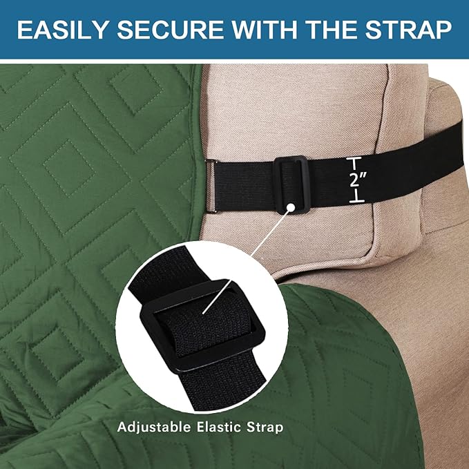 H.VERSAILTEX Reversible Loveseat Cover Furniture Protector Anti-Slip Water Resistant 2" Elastic Straps Couch Covers Pets Kids Fit Sitting Width Up to 46"(Love Seat: 75" x 90", Christmas Green/Beige)