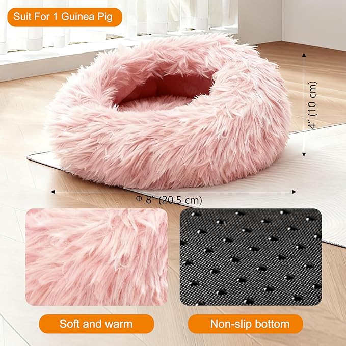 Guinea Pigs Bed Small Animal Bedding Donut-Shaped Burrowing Pet Bed Soft and Warm Hideaway with Spandex and Fleece Bottoms Cozy Carrier, Cage Accessories