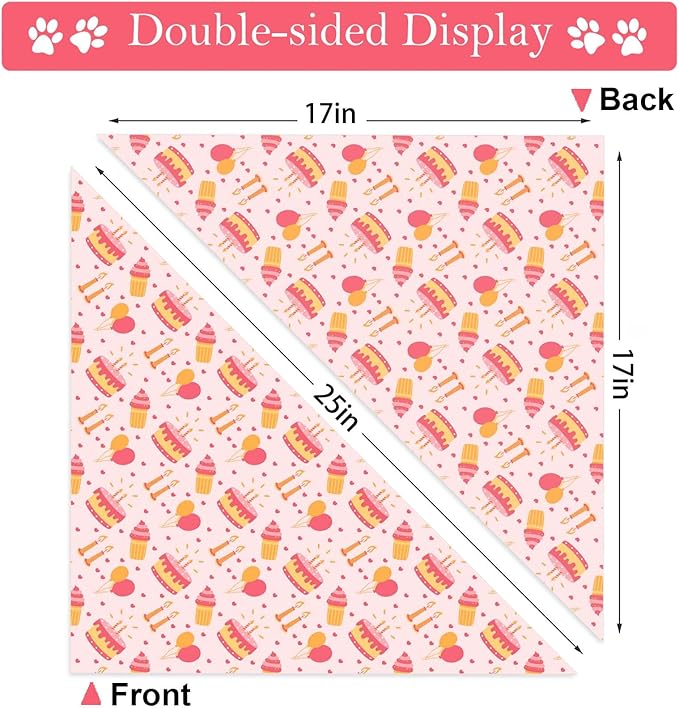 Birthday Dog Bandanas, Double Side Reversible Large Pet Bandanas, Adjustable Triangle Holiday Scarves for Dogs Girl Boy Pets, Christmas Stocking Stuffers for Dogs