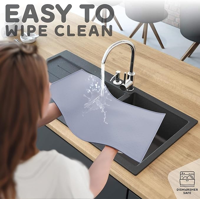 Dog Food Mat - Raised Edges Dogs Mat for Food and Water Prevent Spill, Waterproof Cat Food Mats Protect Floors, Easy Clean Dog Bowl Mats for Food and Water, Silicone Pet Food Tray