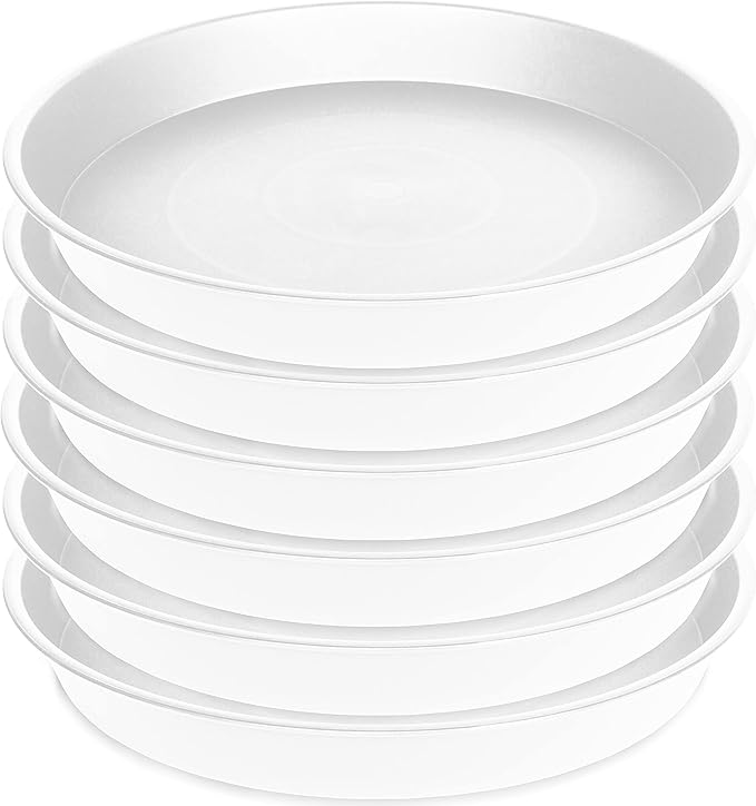 2 Pack of 20 21 inch Plant Saucer Round, Deep Plant Saucers for Pots, Heavy Duty Plastic Plant Drip Tray for Indoors Outdoor, Bird Bath Bowls, Plant Trays for Planter 19-22" (21 inch, White)