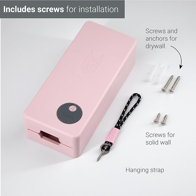 SVD.PET Dog Poop Bag Dispenser, Outdoor or Indoor Pet Waste Bag Dispenser Station, Wall Mount or Hanging with Strap. Easy to Refill Magnetic Cover (Pink, Dispenser only)