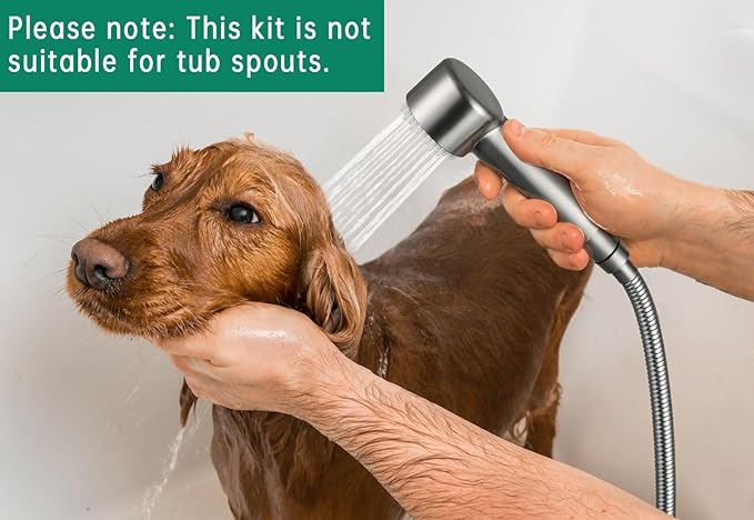3 Mode Dog Shower Attachment, High Pressure Handheld Sprayer with ON/OFF Switch, Metal Shower Diverter, 78 Inches Stainless Steel Hose, No Drill Hook, for Indoor and Outdoor Pet Bathing and Washing