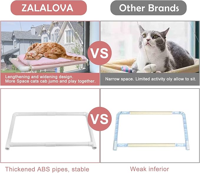 ZALALOVA Cat Window Perch, Pink Cat Hammock Window Seat Free Fleece Blanket for Female 2025 Latest Screw Suction Cups Extra Large Sturdy Bed Resting Indoors (One Extra Suction Cup)