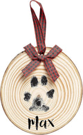 Pearhead Rustic Wood Paw Print Christmas Tree Ornament, Dog or Cat Pawprint Making Kit Included, DIY Personalized Pet Keepsake Ornament, Buffalo Check Hanging Ribbon