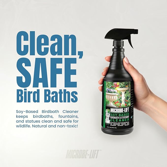 Microbe-Lift Soy-Based Birdbath & Statuary Cleaner – 32 Oz – Safe for Birds – Cleans Garden Statues, Stone, Brick & Sculptures – Natural, Non-Toxic Formula