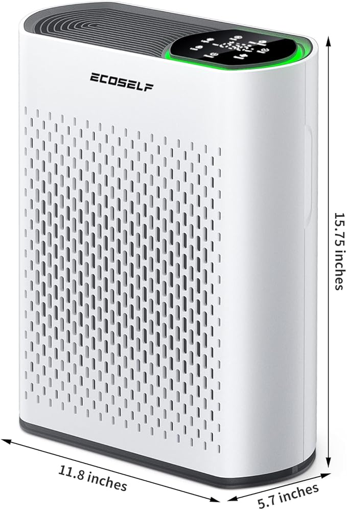 Smart Air Purifiers for Large Room, Cleans 2,400 ft² in 30 Mins, 3-Stage True HEPA, 360° Airflow, Smart WiFi App Control, Real-Time Air Quality (PM2.5) Display, Ultra-Quiet 20dB Sleep Mode, HAP602WF