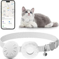 Cat Tracker,Pet Tracker for Cats Compatible with Apple Find My App(Only iOS),Waterproof Tracker Cat Collar with Safety Elastic Buckle,No Monthly Fee,Works with Any Collar (White)