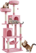 Yaheetech Cat Tree, 70.5in Cat Tower for Indoor Cats, Multi Level Cat Condo Activity Center Play House with Hammock, 2 Plush Perches, Dangling Ball, Pink