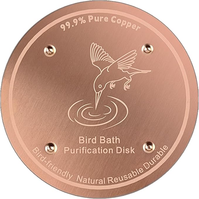 1 Pcs Copper Disc for Bird Bath | 99.99% Pure Copper Plate & Birdbath Disk | 0.6mm Thick Reinforced Design | Maintains Clean Water Naturally | Fits All Birdbath Bowls Year-Round (Bird Style 3)