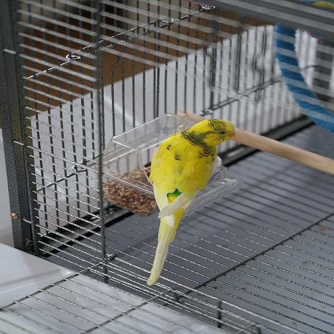 Metal Bird Cage 24 Inch High, Parrot Cage with Pull-Out Tray and 2 Perches, Bird Carrier for Parakeet, Cockatiels, Budgies and Small Medium Sized Birds Black