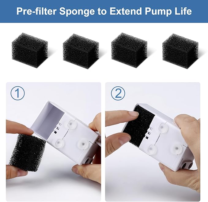 8 Pcs Cat Fountain Replacement Filters for Veken 95Oz/2.8L Automatic Pet Fountain and Stainless Steel Cat Water Fountain Dog Water Dispenser (4 Carbon Filters+4 Sponge Filters)
