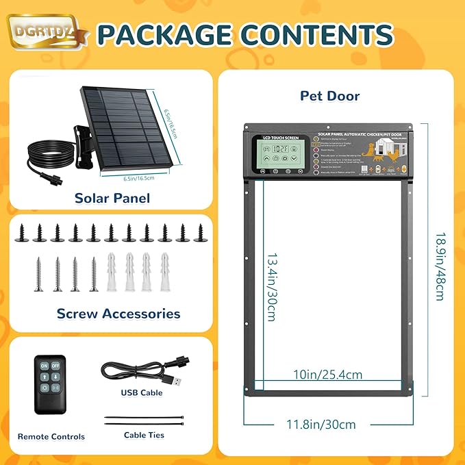Dog Door, Solar & USB Rechargeable Pet Door, Radar, Timer & Light Sensor Modes Doggy Door, Durable Aluminum & Weatherproof 10"×13" Doggie Door, for Small Dogs, Cats, Pets Up to 45 lb-Black