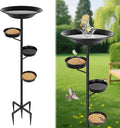 BOLITE Bird Bath for Outside, Metal Freestanding Birdbaths with Bath Bowl and Seed Bowl, Hummingbird Feeders for Outdoors Garden Patio Yard Lawn Decor, Black, Gifts for Mom Dad, Gifts for Women Men