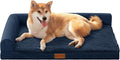 Patas Lague Orthopedic Dog Bed Medium Size Dog 30''X20'', Waterproof L Bolster Medium Pet Sofa Beds with Removable Washable Cover, Soft Comfortable Pet Couch Crate Mat with Nonskid Bottom, Navy Blue