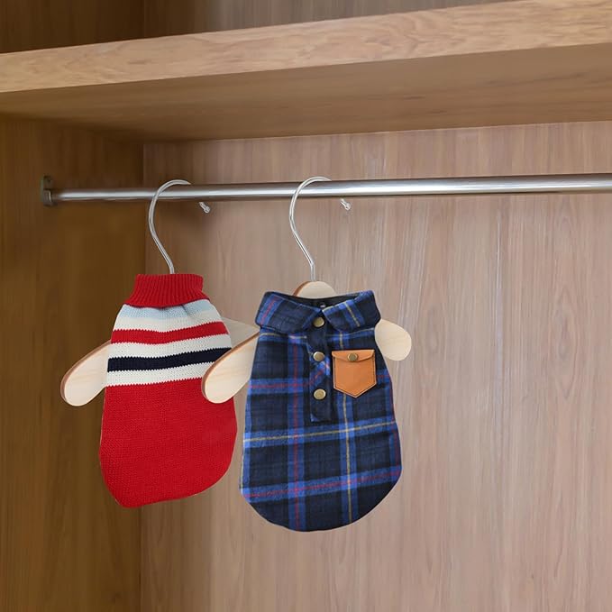 Wooden Dog Clothes Hangers 10pcs 8.66 Inch Sturdy Wear-Resistant Pet Accessory for Small Dog and Cat Clothing Daily Household Use