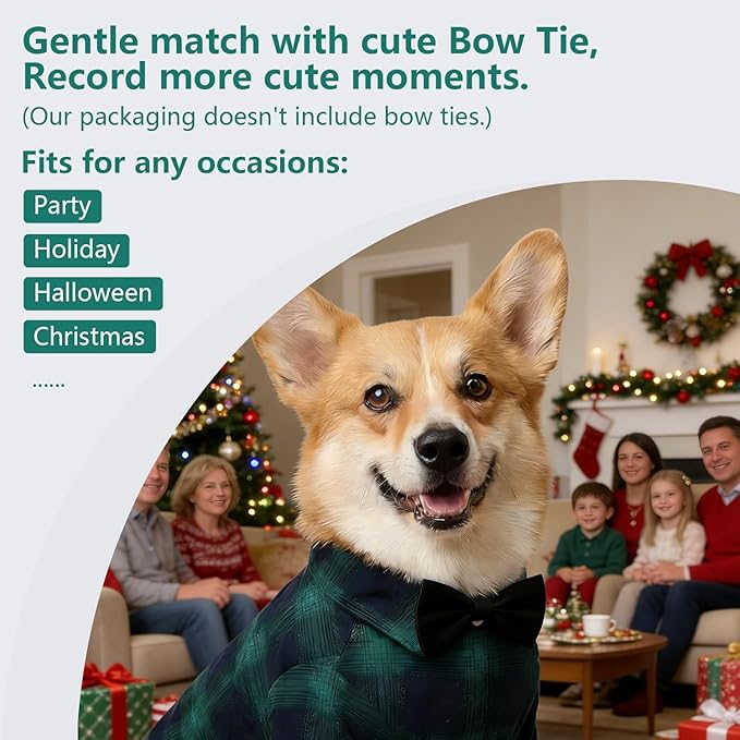 Koneseve Dog Shirt Pet Plaid Clothes T-Shirt Sweater Matching Breathable for Large Dog Adorable Casual Cozy Halloween Thanksgiving Christmas Costumes (Green; 5XL)