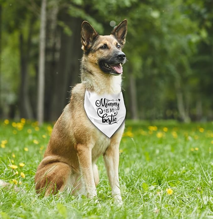 Dog Bandana, Mommy is My Bestie, Dogs Scarf Classical Printing, Dogs Scarf Accessories, Doggy Kerchief Pet Kerchief, Christmas Birthday Thanksgiving Doggy Gift B01