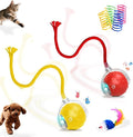 2-Pack Interactive Cat Toys Ball for indoor Cats＆Dog,Automatic Cat Toy with Smart Obstacle Avoidance & Bird Chirps ,Includes 4 Cat Spiral Spring,Cat Enrichment Toys for Indoor Cats(Red＆Yellow)