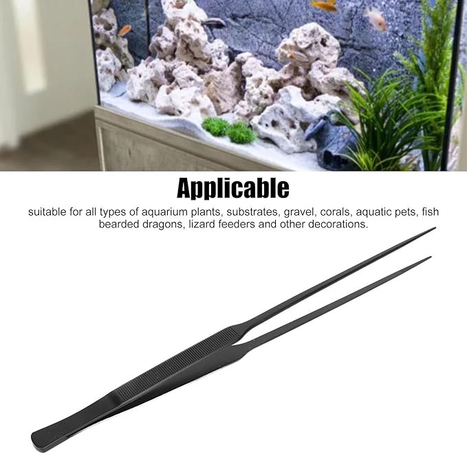 Stainless Steel Aquarium Tweezers, Aquarium Tools Kit, Aquarium Aquascaping Tool, Long Handle Fish Forceps, Aquarium Maintenance Tool for Fish Tank Plants Gravel Corals