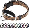 Martingale Dog Collar, Adjustable Nylon Reflective Collar with Quick Release Buckle (Turmeric Brown, Medium)