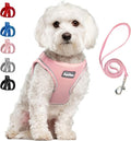 PetiFine Step in Small Dog Harness and Leash Set, Breathable All Weather Air Mesh Reflective Escape Proof, Step-in Vest Harnesses for Puppy(S, Pink)